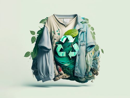 zero waste t-shirt, with logo in the middle